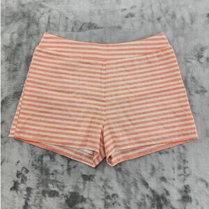 Bo Bel Shorts Womens L Orange Cream Striped‎ High Waist Exposed Back Zip Cotton